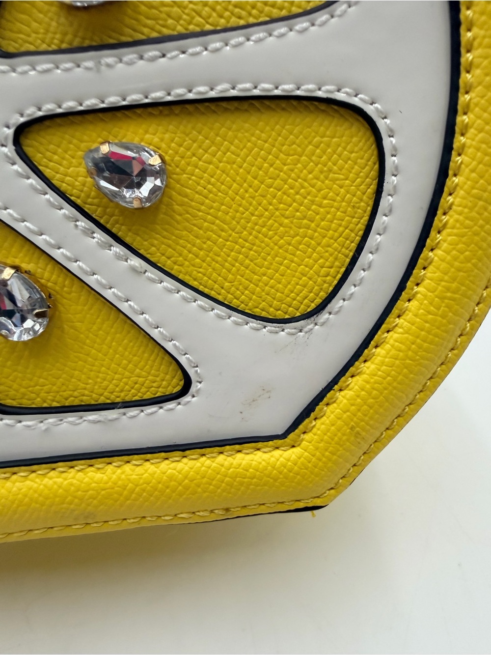 Yellow Lemon Slice Aldo Rhinestone Novelty Top-Handle Bag with Crossbody Strap - Picture 5 of 15